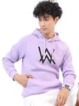 KRYASHIYA Fleece Material Regular Fit Full Sleeves Hooded Neck Printed Allen Walker Winter Wear Casual Sweatshirt Hoodie for Men (XXL, Lavender)