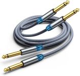 Guitar Cable 10FT 2-Pack, Highwings 1/4 Inch Instrument Cable TS to TS Straight 6.35mm Professional Series Nylon Braid-Avoid Kink, Electric Guitar Bass AMP Cord for Electric Mandolin, Pro Audio