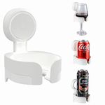 TAILI Wine Glass Holder for Shower, MAX Hold 5 KG, Suction Cup Bathtub Holder for Beer, Wine, Drinks, Portable Wall-Mounted Cup Holder for Shower, Spa, Kitchen, Waterproof & Removable, White