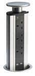 Leyton Lighting Pop-up socket power supply port 3 x UK plug sockets & 2 x USB (silver)