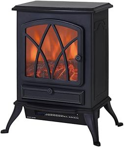 HOMCOM Cheminée électrique à Effet de Flamme poêle Style rétro Thermostat 1000-2000 W Anti surchauffe Noir