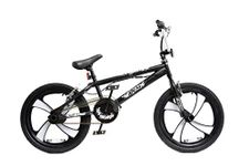 XN BMX 20" 4 Spoke MAG Wheel Freestyle Bike Gyro Stunt Pegs Kids Boys Girls (Black/White)