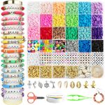 Dazhqp 6200 Pcs Clay Beads Bracelet Making Kit, Friendship Bracelet Kits, 6mm Heishi Flat Round Polymer Clay Beads for Bracelet Necklace Earring Making, DIY Crafts Gift for Teen Girls