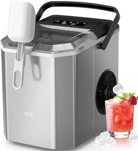 WIE Portable Ice Maker, Self-Cleaning Ice Maker Machine with Handle, 12KG in 24Hrs, 9 Ice Cubes 2 Sizes Ready in 6 Mins, Scoop & Basket Included, 1.3L Ice Cube Maker for Home Kitchen Office Camping