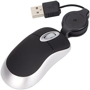 Dpofirs USB Corded Mini Travel Optical Wired Mouse, Mini Mouse Fashionable Glossy 68cm Retractable Cord Plug and Play for Tablet PC Laptop