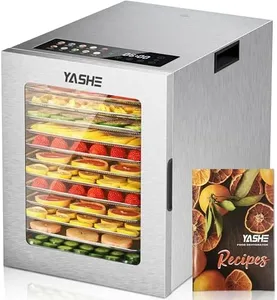 YASHE Food Dehydrator Machine, 12 Stainless Steel Food Dryer, 10 Presets, 48H Timer and Temperature Control, 850W Dehydrators for Food and Jerky, Herbs, Meat, Fruit, Dog Treats, Recipes Book Included