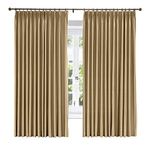 ChadMade Soundproof Energy Saving Polyester Cotton Silk Solid Curtain Taupe 50" W x 63" L, Pinch Pleated Silk Satin Drapery Window Treatment Panels with Blackout Lined (1 Panel)