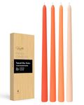 Taper Candles 12 Inch Orange Set of 4 Unscented, Dripless, Smokeless Long Tall Tapered Candlesticks Wedding Advent Home Decor Dinner Christmas-Natural Color Series