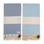 KZY LONDON Beach Towel 2 Pack Large Turkish Beach Towels for Camping, Swimming, Gym - Quick Dry, Absorbent, Lightweight,%100 Cotton 100x180cm Hammam Towels for Adults (2 Set, Turquoise & Blue)