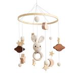 Baby Mobile, Baby Crib Mobile for Boys Girls 3D Clouds Rabbit Animals Baby Mobile for crib Wind chimes Kids Room Baby Girl Nursery Decor (B)