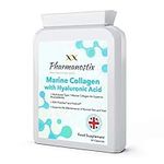 Marine Collagen with Hyaluronic Acid & Seaweed - 60 Capsules - Skin, Hair & Nails Formula with D-Biotin, Vitamin E & C - Highly Bioavailable Naticol® Hydrolysed Marine Collagen 500mg