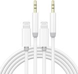 [Apple MFi Certified] iPhone Aux Cord for Car, 2 Pack Lightning to 3.5mm Aux Audio Cable Cord for Car Home Stereo Speaker Headphone Compatible with iPhone 14 13 12 11 Pro Max XS XR X 8 7 iPad, White