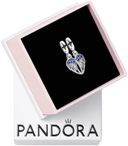 PANDORA Sparkling Splittable Angel Wings Dangle Charm - Compatible Me Moments - Sterling Silver with Blue Man-Made Crystals - Gift for Her - With Gift Box