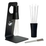 MiiCoffee WDT Tool, Magnetic Coffee Stirrer 0.4mm 9 Installed Pins + 0.25mm 9 Extra Needles for Espresso Distribution Tool with Metal Stand for Barista Espresso (Black)