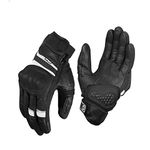 Rynox Air GT Gloves – Cuff Length Motorcycle Riding Leather Gloves | Impact Protection | Scaphoid Protection | Abrasion Resistance - Black White, 2XL