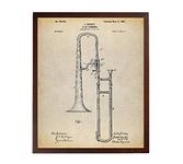 Turnip Designs Slide Trombone Patent Poster Art Print Music Room Decor Band Director Jazz Art Trombone Art TNP52