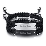 VNOX Customized Matching Bracelets for Couples Magnetic Couple Bracelets Gifts for Hers Grilfriend Long Distance Bracelet (E-Black and Silver, Customise**-2PCS)