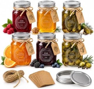 Mason Jars 16 oz with Lids, 6 Pack, Embossed Regular Mouth Canning Jars | Vintage Pint Glass Jars for Water Bath Canning, Pickles, Jam, Jelly and Honey, Airtight Pantry Storage and Homemade Gifts