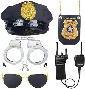 Beelittle Police Hat Handcuffs Walkie Talkies Badge Sunglass Costume Accessories (E)