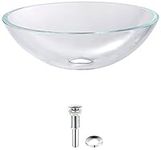 Kraus GV-100-CH Crystal Clear Glass Vessel Bathroom Sink with PU-MR Chrome