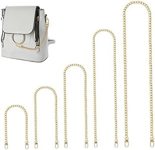 5 Pieces Different Sizes Bag Chain Strap, Purse Flat Chain DIY Handbag Strap with Metal Buckles Metal Purse Handle Bag Chain Charms Replacement Handles Bag Metal Straps(Gold)