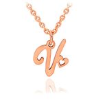 RoiDes Arts Initial Heart Rose Gold Pendant Name Necklace,My Love Initial Heart Name Necklace, Cursive Initial Necklace, Dainty Girl Gift, Birthday Gift (V)