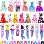 ZITA ELEMENT 39 Pcs Doll Clothes and Accessories 3 Fashion Dresses 10 Slip Dresses 3 Tops 3 Pants 10 Necklaces 10 Shoes Fashion Casual Outfits Perfect for 11.5 inch Dolls