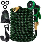 Rahmda "GrowPro Flex: Heavy Duty Expandable Garden Hose with 10-Function Nozzle Sprayer - Durable, Lightweight, and Retractable Water Hose (Green, 100FT)