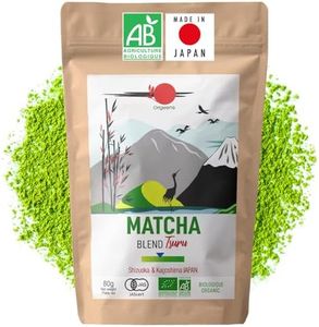 ORIGEENS Thé Matcha Bio Japonais TSURU - Blend Shizuoka et Kagoshima - Poudre de Thé Vert Matcha Bio Sachet 80gr