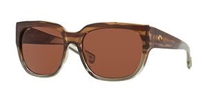 Costa Del Mar Women's Water Woman Ii Square Sunglasses, Shiny Ocean Jade/Copper Polarized-580p, 58