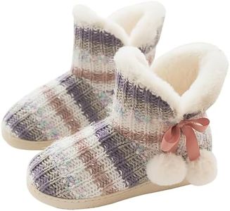GURGER Chausson Montant Femme Hiver Fourrure Chaud Chaussons Bottes Bottines Pantoufles Bottillon Maison Slipper Multicolore Taille 39 40