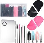 BS-MALL Disposable Makeup Tools: Mascara Brush, Lip Brush, Eyeliner Brush, Seamless Hair Clips, and 4 Triangular Powder Puffs