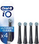 Oral-B iO Ultimate Clean Electric Toothbrush Head, Twisted & Angled Bristles for Deeper Plaque Removal, Pack of 4 Toothbrush Heads, Black