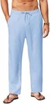 COOFANDY Men's Linen Pants Lightweight Drawstring Summer Pant Elastic Waist Casual Beach Yoga Trousers for Wedding