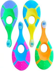 Baby Toothbrush 4 Pack, Toddler Toothbrush Age 1-2 & Bonus Silicone Finger Brush, Soft Bristles, Toddler Toothbrushes, Infant & Training w/Teething Handle, 0-2 Years, Multi Color Set