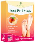 PLANTIFIQUE Foot Peel Mask Dermatologically Tested - 2 Pairs Peach Exfoliating Mask for Dry Cracked Feet - Masque Pied Peeling - Foot Care for Soft Baby Feet