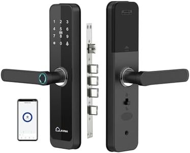 LAVNA Digital Smart Door Lock | 6 Way Unlock | Fingerprint, Mobile App, OTP, PIN, RFID Card and Manual Key Access with 5 Bolts for Wooden Doors (LA8, Bolt Bluetooth Black)