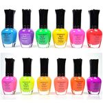 KLEANCOLOR NEON COLORS 12 FULL COLLETION SET NAIL POLISH LACQUER + FREE EARRING