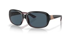 Costa Del Mar Women's Gannet Sunglasses, Shiny Black Hibiscus/Grey Polarized-580p, 58 mm