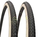 ECOVELO DEESTONE 2 Tyres 26 x 1 3/8 (37-590) BiancoNeri for Holland, Road, Adult, Bicycle, Vintage, Road Bicycle, White, Black