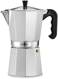 VonShef Cafetière Italienne - Cafetière Moka en Aluminium 12 Tasses - Pour Cuisinière à Gaz et Électrique - 600 ml - Joint et Filtre de Remplacement Inclus