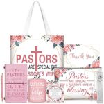 Cosblank 8 Pcs Pastor's Wife Appreciation Gifts Set Includes Leather Journal Pen Handbag Makeup Bag Mug Natural Stone Bracelet Bookmark Christian Faith Religious Gifts Christmas Thank You Gift