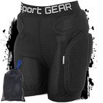 SPORT GEAR Recruit Padded Shorts for Kids 46”– 54” in Height - 3D Protection Hip Pants for Inline Skating, Skateboarding (Black, XX-Small)