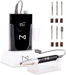 M Max - Professional Nail Drill Machine - 2-in-1 Brushless Motor Nail File - Electric, Cordless, Aluminium Alloy Casing, 35000 RPM, HD Display - Perfect for Salon & Home Use (Black)