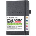 Clever Fox Password Book – Alphabetized Internet Address & Password Organizer – Computer & Website Password Keeper Notebook – Log-in Password Journal – Medium, A5, 8.3x5.8″, Hardcover (Mystic Gray)