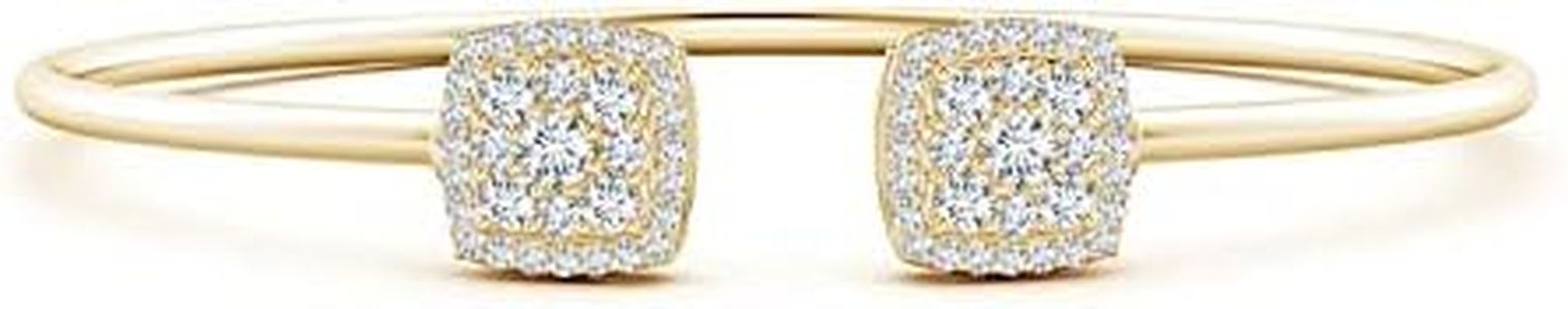 Angara Lab Grown Diamond Bracelet for Women | Round Lab Diamond Two Stone Bracelet in Yellow Gold | April Birthday, Anniversary, Gemstone Jewelry Gift | FGVS | 3mm