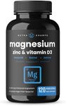 NutraChamps Magnesium Zinc & Vitamin D3 Supplement - Most Bioavailable Forms; Magnesium Glycinate, Malate, Citrate - Bone, Muscle & Heart Health, Immune Support - 120 Vegan Capsules