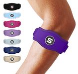 Sleeve Stars Tennis Elbow Support Strap, Golfers Elbow Support for Men & Women Epicondylitis Clasp, Counterforce Arm Band for Tendonitis Relief & Support, w/ 3 Straps Length, Fits 9"-23" (Dark Purple)