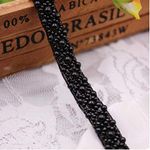 FQTANJU 3 Yards 15mm Width Black Beads Lace Ribbon Applique Pearl Trim Edge Tape for Wedding Party Decoration, Home Deco, DIY Costume Decor