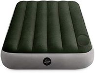 Intex 64761E Dura-Beam Standard Downy Air Mattress: Fiber-Tech – Twin Size – Built-in Foot Pump – 10in Bed Height – 300lb Weight Capacity